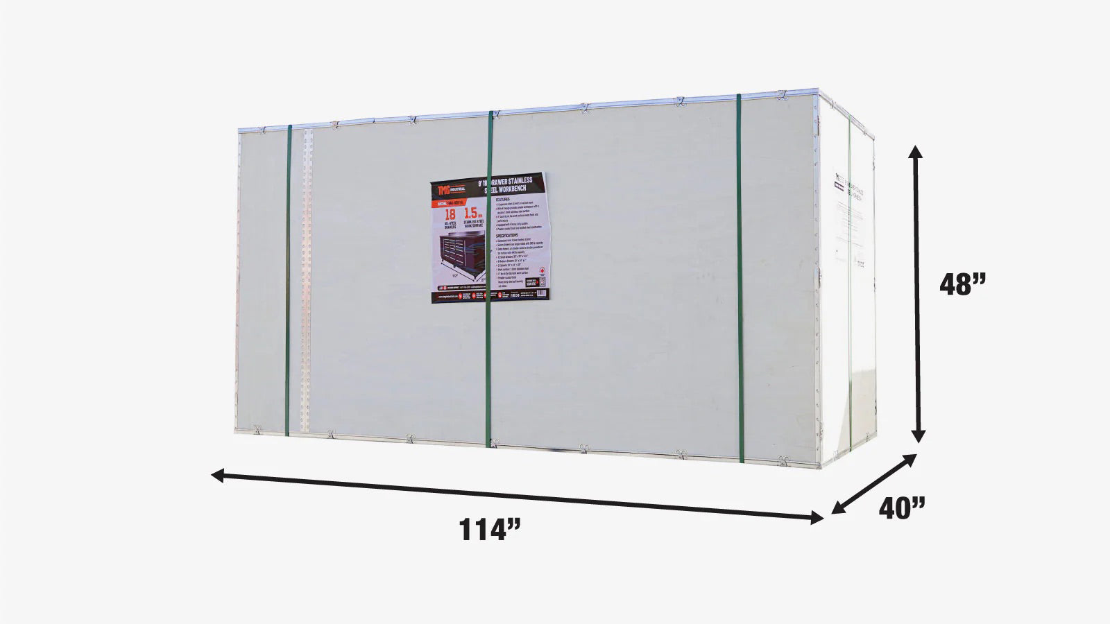 TMG Heavy Series™ 2.8m Workbench with Stainless Steel Benchtop and 18 Drawers, TMG-WB918-shipping-info-image