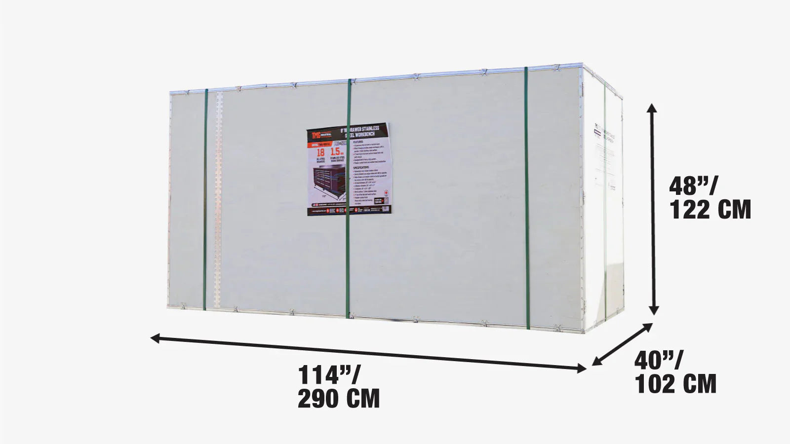 2.8m Workbench with Stainless Steel Benchtop and 18 Drawers, TMG-WB918-shipping-info-image