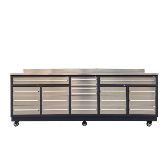 2.8m Workbench with Stainless Steel Benchtop and 20 Stainless Steel Drawers, TMG-WB921S TMG Industrial