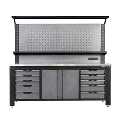 2.2m Commercial-Grade Workbench with Pegboard & Stainless Benchtop, TMG-WBC07
