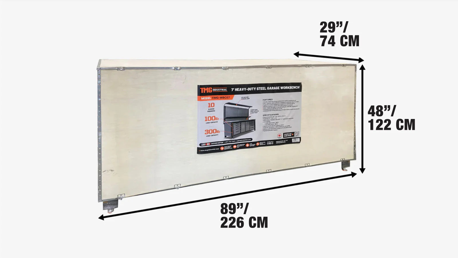 2.2m Commercial-Grade Workbench with Pegboard & Stainless Benchtop, TMG-WBC07-shipping-info-image