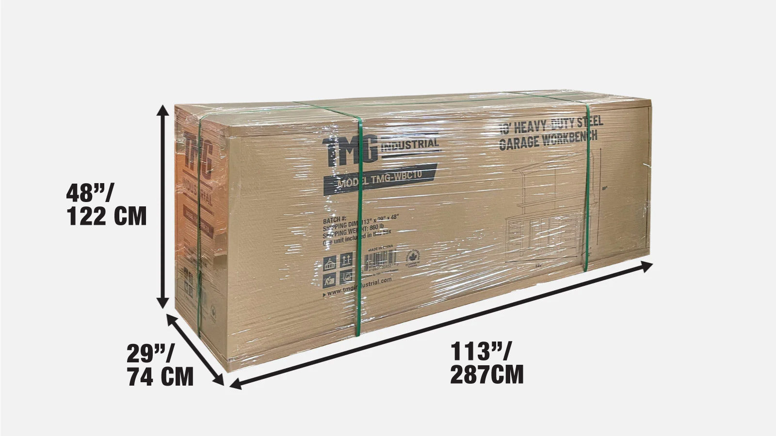 2.8m Workbench with Solid Wood Benchtop, Pegboards and Bench Vice, TMG-WBC10  -shipping-info-image