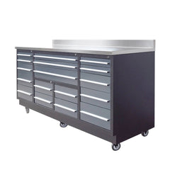 TMG Heavy Series™ 2.2m Workbench with Stainless Steel Benchtop and 17 Drawers, TMG-WB717