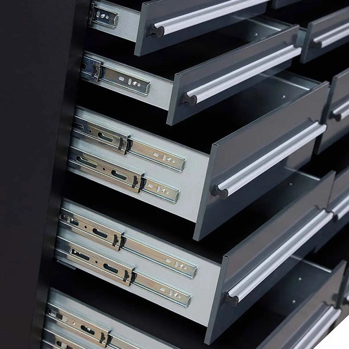 Pro Series 7-Ft 17-Drawer Workbench with Stainless Steel Top, Ball Bearing Double Slides & Casters, TMG-WB717