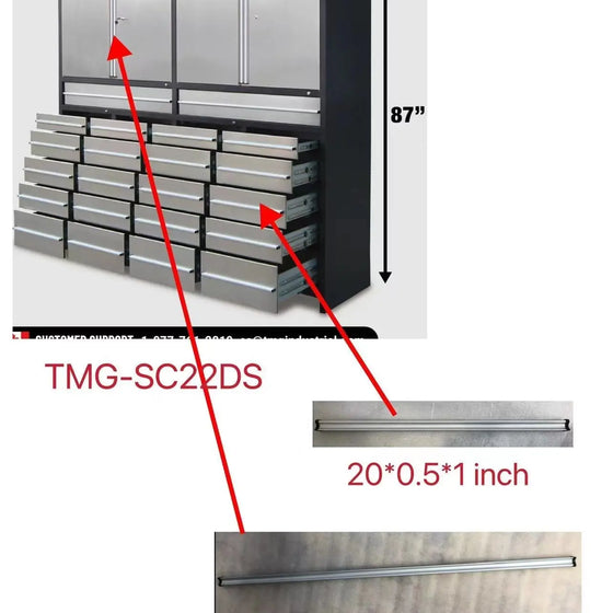 TMG-SC22DS Pro Series 22-Drawer Stainless Storage Chest Drawer Handles