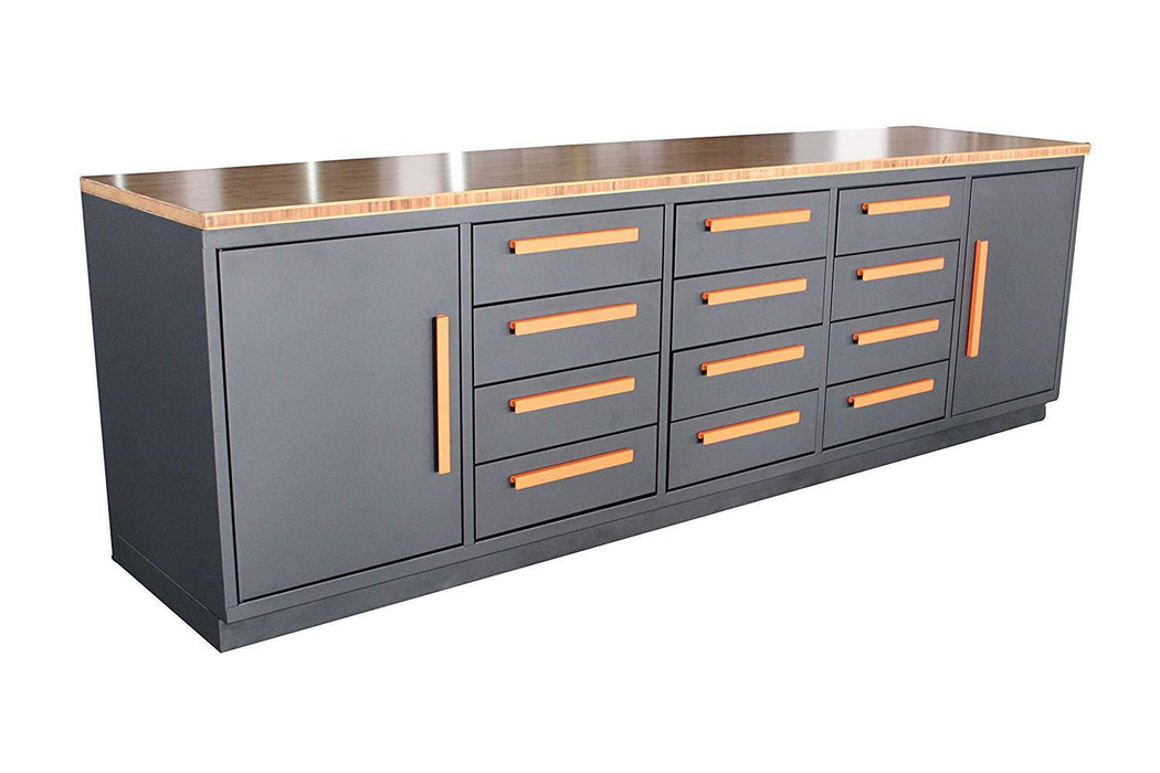 TMG-WB10B 10' Bamboo Table Top Workbench, Tool Cabinet, Garage Storage, Work Station, Ball Bearing Drawers