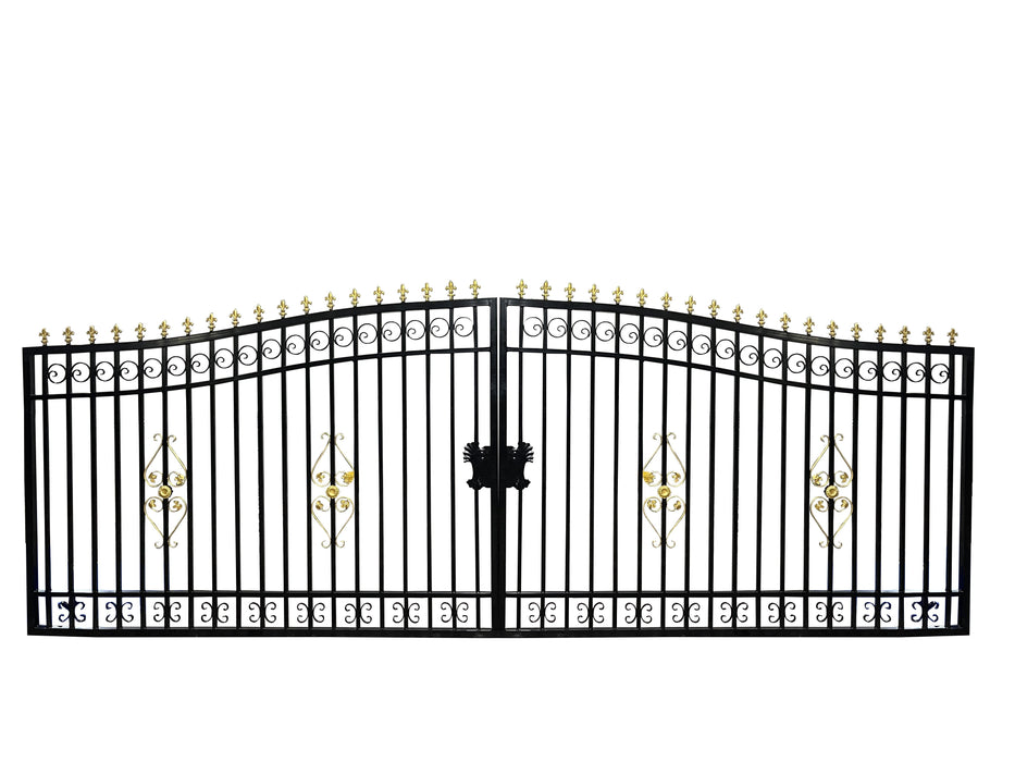 TMG-MG110P 110-ft Wrought Iron Bi-parting Gate and Fence Package, Mansion House Front Yard