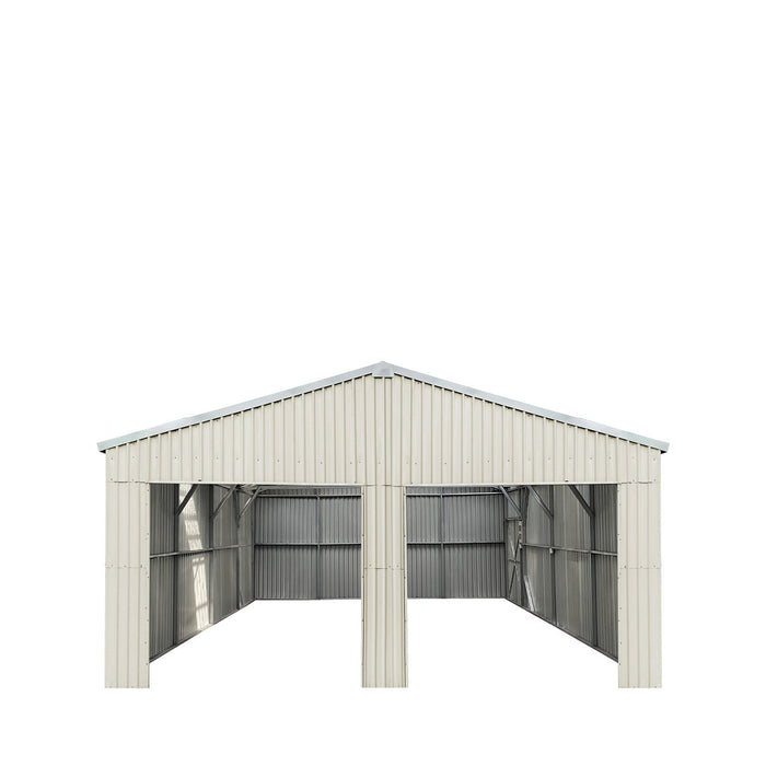 TMG Industrial 25’ x 25’ Double Garage Metal Barn Shed with Side Entry Door, 625 Sq-Ft Floor Space, 9’8” Eave Height, 27 GA Metal, Skylights, 4/12 Roof Pitch, TMG-MS2525