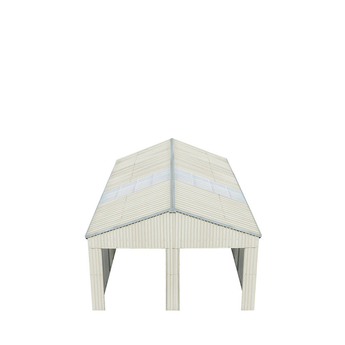 TMG Industrial 25’ x 25’ Double Garage Metal Barn Shed with Side Entry Door, 625 Sq-Ft Floor Space, 9’8” Eave Height, 27 GA Metal, Skylights, 4/12 Roof Pitch, TMG-MS2525