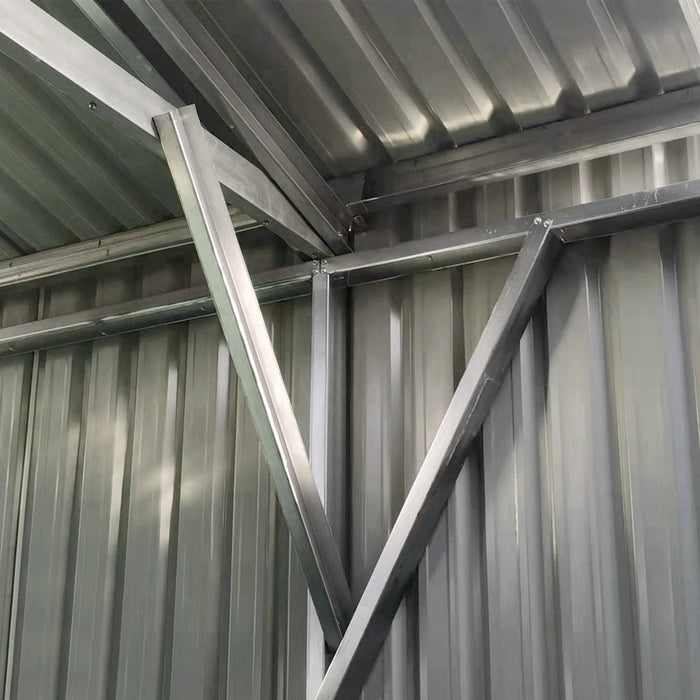 TMG Industrial 25’ x 25’ Double Garage Metal Barn Shed with Side Entry Door, 625 Sq-Ft Floor Space, 9’8” Eave Height, 27 GA Metal, Skylights, 4/12 Roof Pitch, TMG-MS2525