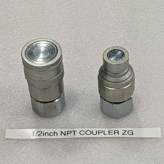 TMG-RG72 Skid Steer Hydraulic Quick Connect 1/2" Flat Face Coupler (NPT)