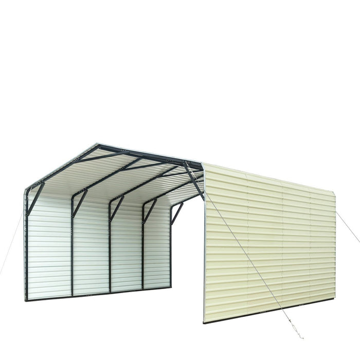 TMG-CP2020F 20' x 20' All-Steel Carport Shed With 10' Enclosed Sidewalls