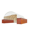 TMG-DT4040CF 40' x 40' Dual Truss Container Shelter, Enclosed End-Wall and Front Drop with Heavy Duty 21oz PVC Fabric