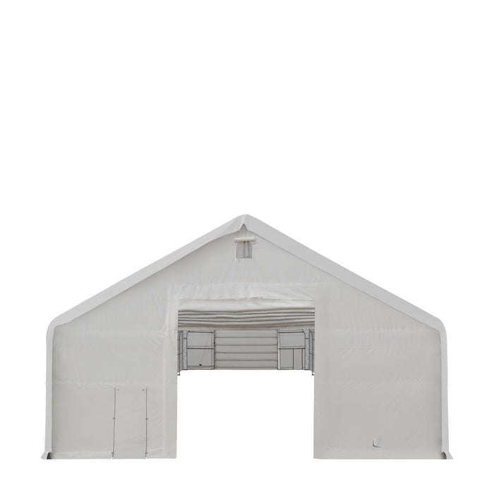 TMG Industrial 40' x 40' Dual Truss Storage Shelter with Heavy Duty 21 oz PVC Cover & Drive Through Doors, TMG-DT4041