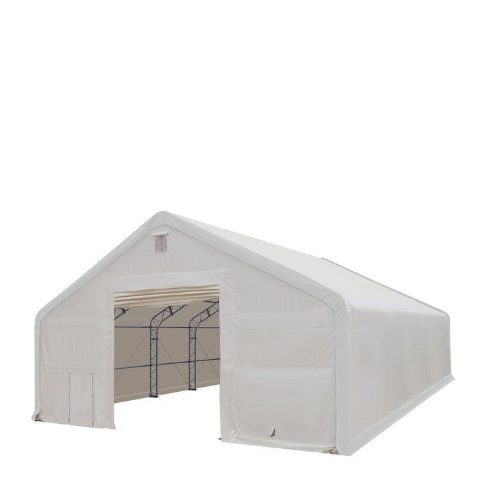 TMG Industrial 40' x 40' Dual Truss Storage Shelter with Heavy Duty 21 oz PVC Cover & Drive Through Doors, TMG-DT4041