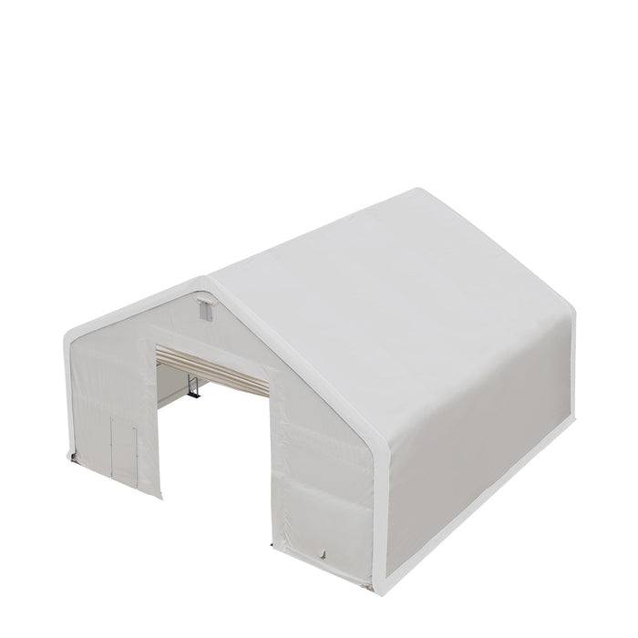 TMG Industrial 40' x 40' Dual Truss Storage Shelter with Heavy Duty 21 oz PVC Cover & Drive Through Doors, TMG-DT4041