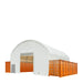 TMG Industrial 40' x 40' Dual Truss Container Shelter with Heavy Duty 21 oz PVC Cover, Fully Enclosed front and back endwalls, TMG-DT4041CG