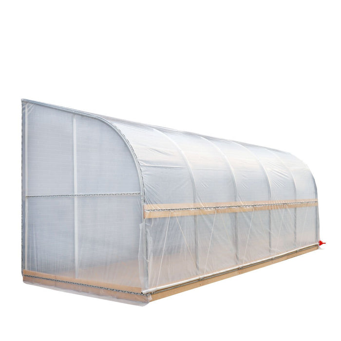 TMG Industrial 10’ x 20’ Lean-To Greenhouse Grow Tent w/6 Mil Clear EVA Plastic Film, Cold Frame, Hand Crank Roll-Up Side, 6-½’ Sidewall, TMG-GHL1020
