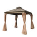 TMG Industrial 10’ x 10’ Hardtop, Double Tier Steel Roof Patio Gazebo, Mosquito Nets & Curtains Included, TMG-LGZ11