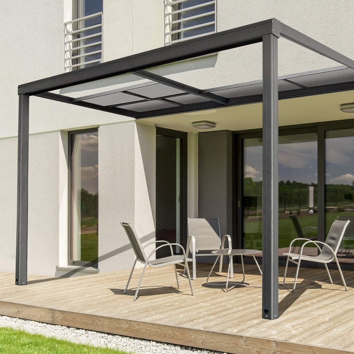 TMG Industrial 10' x 13' Sliding Roof Aluminum Patio Cover with Grey Panels, TMG-LPC13