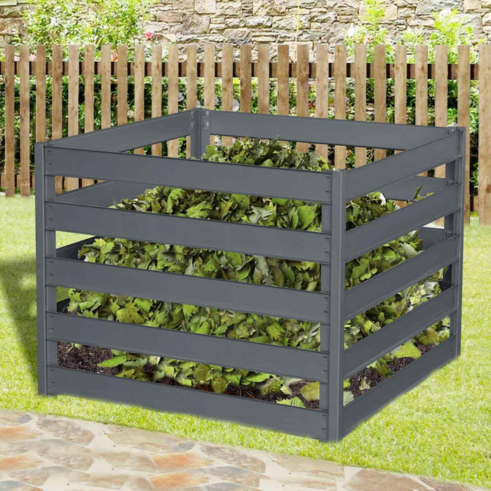 TMG Industrial 160 Gallon Slatted Metal Composter, Galvanized/Powder Coated, TMG-MCP37