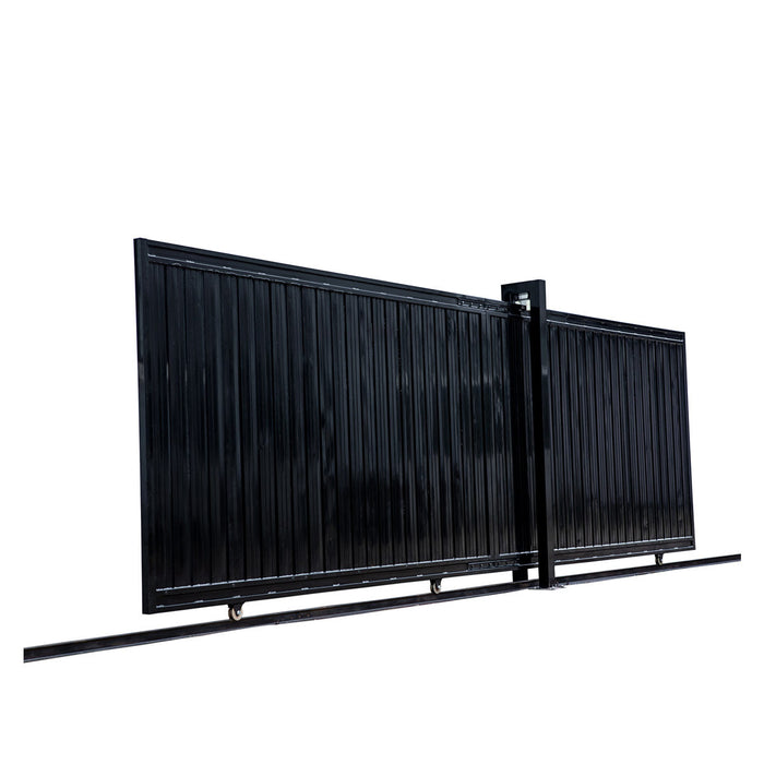 TMG Industrial 20-ft Driveway Privacy Sliding Wrought Iron Gate, Fully Welded Structure & Panels, In-Ground Rail Track, TMG-MGS20