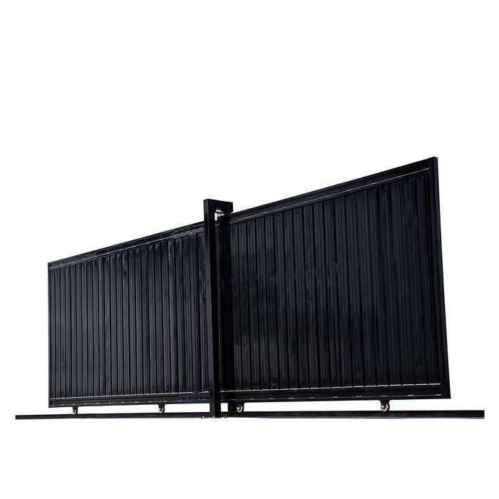 TMG Industrial 20-ft Driveway Privacy Sliding Wrought Iron Gate, Fully Welded Structure & Panels, In-Ground Rail Track, TMG-MGS20