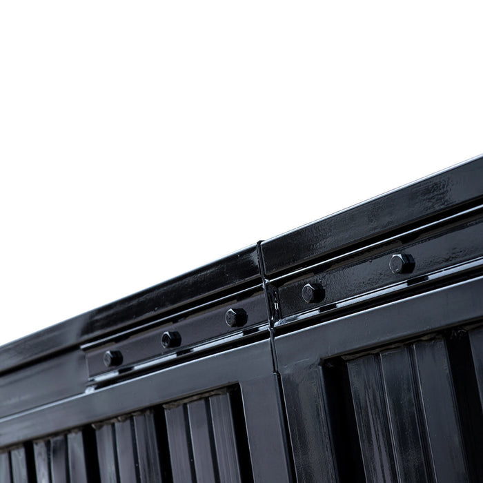 TMG Industrial 25-ft Driveway Privacy Sliding Wrought Iron Gate, Fully Welded Structure & Panels, In-Ground Rail Track, TMG-MGS25