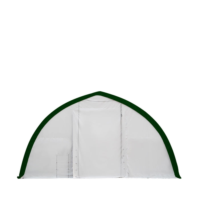 TMG-ST4061E 40' x 60' Peak Ceiling Storage Shelter, Single Truss, 11oz PE Cover, 13' W x 16' H Wide Open Door on Two End Walls