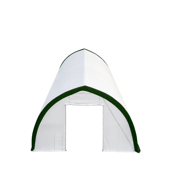 TMG-ST4081E 40' x 80' Peak Ceiling Storage Shelter, Single Truss, 11oz PE Cover, 13' W x 16' H Wide Open Door on Two End Walls