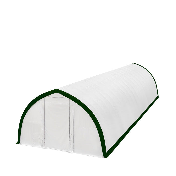 TMG-ST4081E 40' x 80' Peak Ceiling Storage Shelter, Single Truss, 11oz PE Cover, 13' W x 16' H Wide Open Door on Two End Walls
