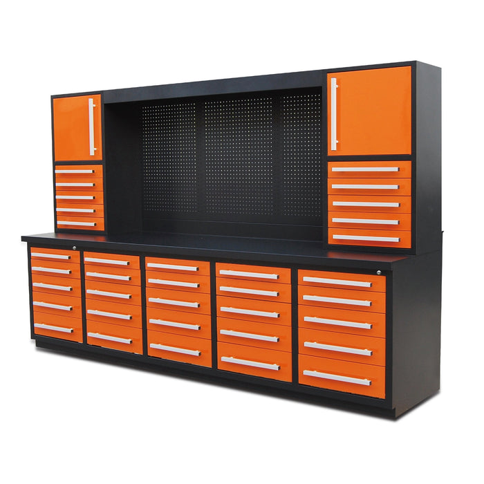 TMG-WBC25D 10' 25-Drawer Workbench Cabinet Combo with 68" Pegboard