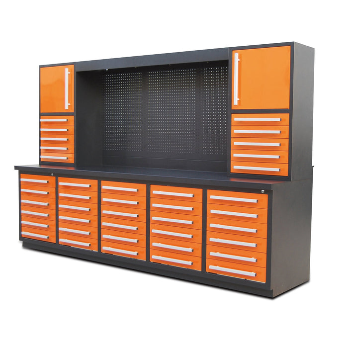 TMG-WBC30D 10' 30-Drawer Workbench Cabinet Combo with 68" Pegboard