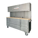TMG Industrial Stainless Steel 72” Rolling Workbench Cabinet Combo, 15 Lockable Drawers, Wall-Mounted Cabinets, Pegboard, Adjustable Shelving, TMG-WBC72S